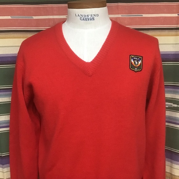 EUC POLO Vintage Unicrest Vneck sweater L